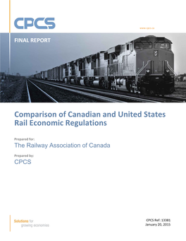 Comparison of Canadian and United States Rail Economic Regulations