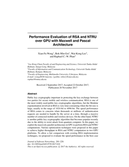 Performance Evaluation of RSA and NTRU Over GPU with Maxwell and Pascal Architecture