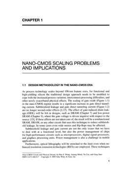 Nano-Cmos Scaling Problems and Implications