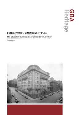 CONSERVATION MANAGEMENT PLAN the Education Building, 35-39 Bridge Street, Sydney