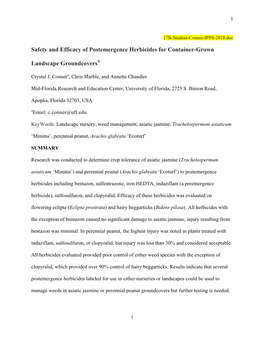 Safety and Efficacy of Postemergence Herbicides for Container-Grown Landscape Groundcovers