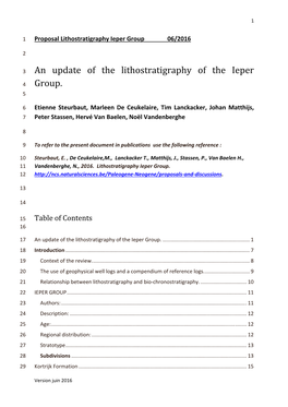 An Update of the Lithostratigraphy of the Ieper Group