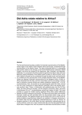 Did Adria Rotate Relative to Africa?