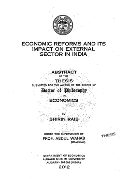 Economic Reforms and Its Impact on External Sector in India