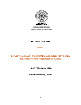 NATIONAL SEMINAR 13-15 FEBRUARY 2020 Patna University