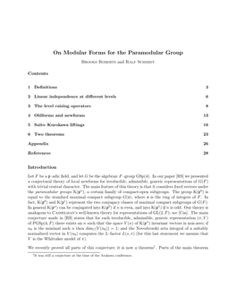 On Modular Forms for the Paramodular Group