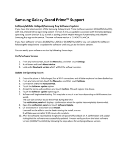 Samsung Galaxy Grand Prime™ Support