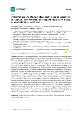 Determining the Online Measurable Input Variables in Human Joint Moment Intelligent Prediction Based on the Hill Muscle Model