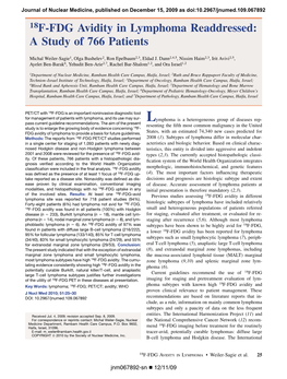 18F-FDG Avidity in Lymphoma Readdressed: a Study of 766 Patients