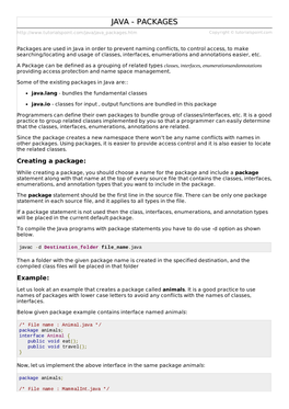 Java/Java Packages.Htm Copyright © Tutorialspoint.Com