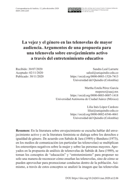 La Vejez Y El Género En Las Telenovelas De Mayor Audiencia