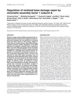 Regulation of Oxidized Base Damage Repair by Chromatin Assembly Factor 1 Subunit a Chunying Yang1,*,†, Shiladitya Sengupta1,2,*,†, Pavana M