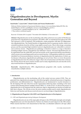 Oligodendrocytes in Development, Myelin Generation and Beyond