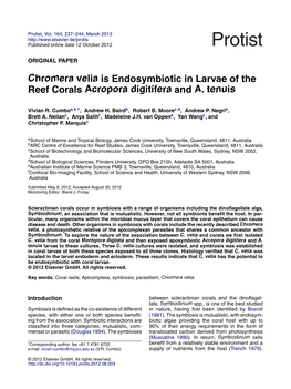 Chromera Velia Is Endosymbiotic in Larvae of the Reef Corals Acropora