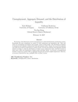 Unemployment, Aggregate Demand, and the Distribution of Liquidity