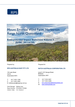 Mount Emerald Wind Farm, Herberton Range North Queensland