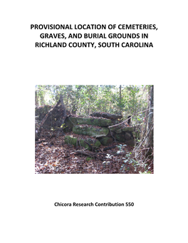 Provisional Locations of Cemeteries, Graves, and Burials Grounds In