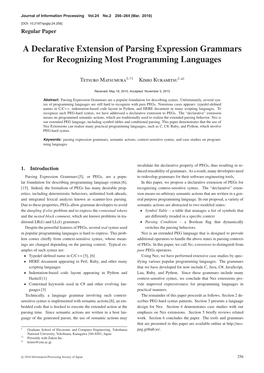 A Declarative Extension of Parsing Expression Grammars for Recognizing Most Programming Languages