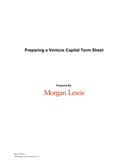 Preparing a Venture Capital Term Sheet