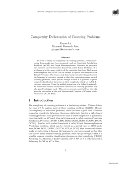 Complexity Dichotomies of Counting Problems