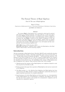 The Formal Theory of Hopf Algebras, Part II