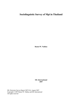 Sociolinguistic Survey of Mpi in Thailand