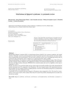 Oral Lesions in Sjögren's Syndrome