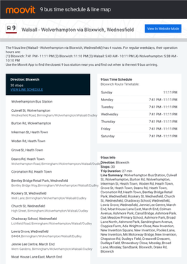 9 Bus Time Schedule & Line Route