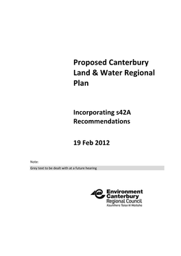 Proposed Canterbury Land & Water Regional Plan