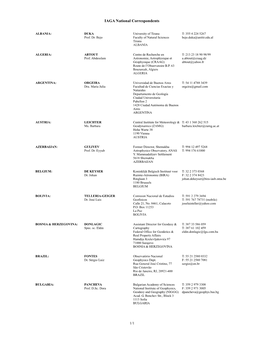 List of IAGA National Correspondents