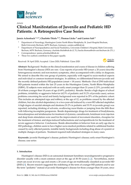 Clinical Manifestation of Juvenile and Pediatric HD Patients: a Retrospective Case Series