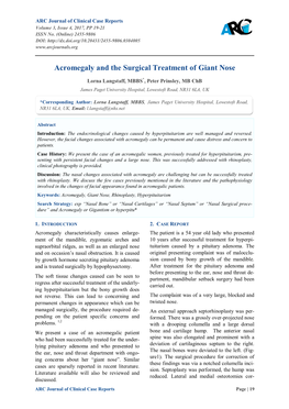 Acromegaly and the Surgical Treatment of Giant Nose