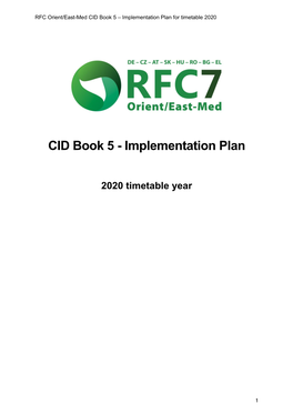CID Book 5 – Implementation Plan for Timetable 2020