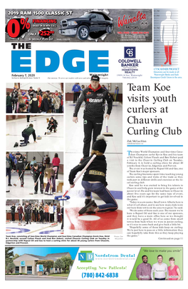 Team Koe Visits Youth Curlers at Chauvin Curling Club