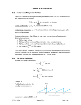 Chapter 16: Fourier Series