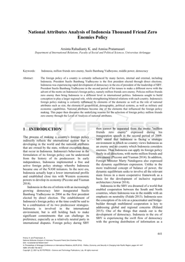 National Attributes Analysis of Indonesia Thousand Friend Zero Enemies Policy