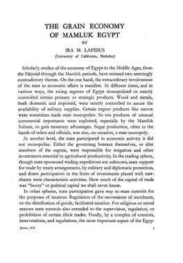 The Grain Economy of Mamluk Egypt by Ira M. Lapidus