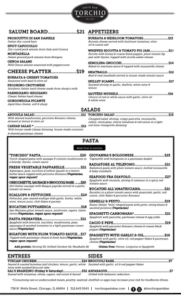 21 Appetizers Cheese Platter…………….….$19 Salads Pasta