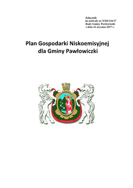 Plan Gospodarki Niskoemisyjnej Dla Gminy Pawłowiczki