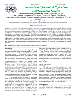 International Journal of Agriculture and Veterinary Sciences