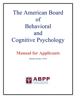 The American Board of Behavioral and Cognitive Psychology