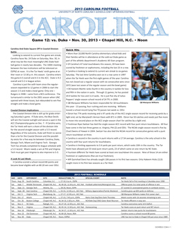 Vs. Duke • Nov. 30, 2013 • Chapel Hill, NC • Noon