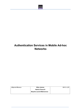 Authentication Services in Mobile Ad-Hoc Networks