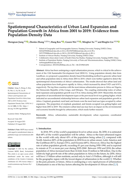 Spatiotemporal Characteristics of Urban Land Expansion and Population Growth in Africa from 2001 to 2019: Evidence from Population Density Data