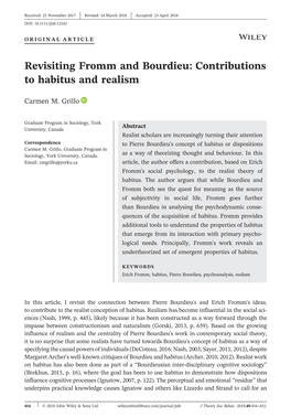 Revisiting Fromm and Bourdieu: Contributions to Habitus and Realism