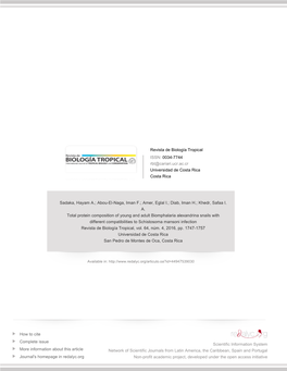 Redalyc.Total Protein Composition of Young and Adult Biomphalaria