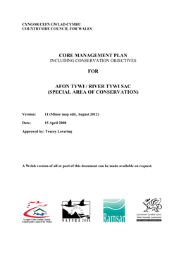 2012 08 07 Afon Tywi River Tywi SAC Management Plan