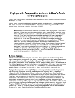 Phylogenetic Comparative Methods: a User's Guide for Paleontologists