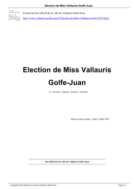 Election De Miss Vallauris Golfe-Juan