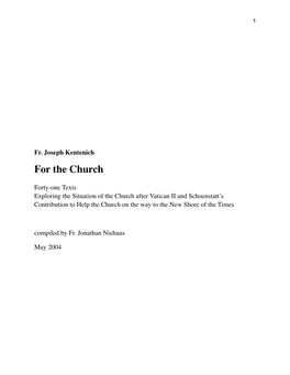 Fr. Joseph Kentenich for the Church